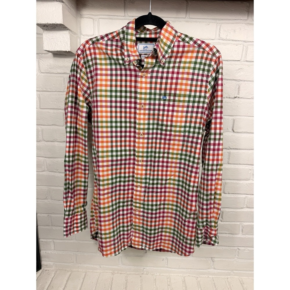Southern Tide Men's S Multicolor Plaid Classic Fit Button Down Shirt Stretch